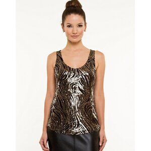 Le Chateau Sequin Tank Top Gold & Black Size XXL